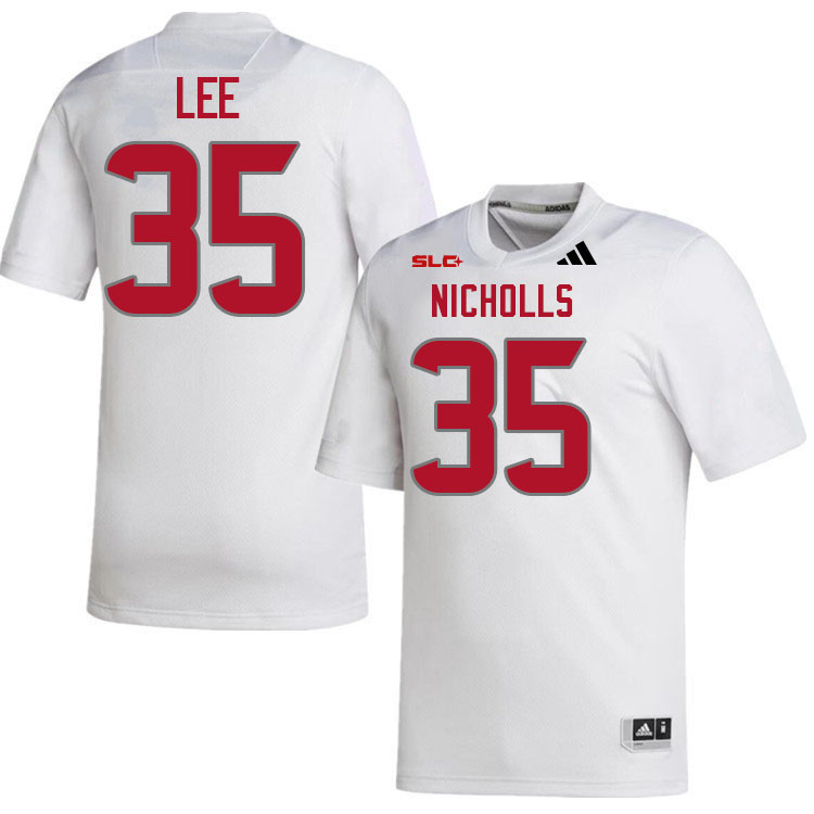 Nicholls Colonels #35 Ethan Lee College Football Jerseys,Uniforms Stitched-White